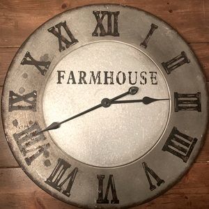 Farmhouse Galvanized Clock. Lightweight. 24” Diameter.